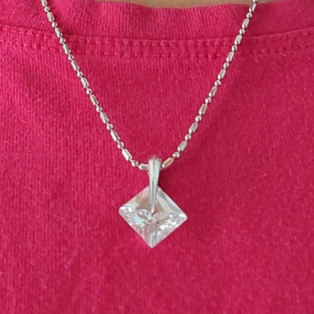 Cubic Zirconia Pendant on 18KGP Chain, NWOT